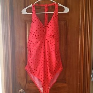 Motherhood Maternity Coral Halter One-Piece Bathing Suit XL